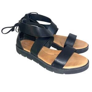 Timberland Black Leather Gladiator Sandals Womens 9.5 Comfy Strappy Minimalist